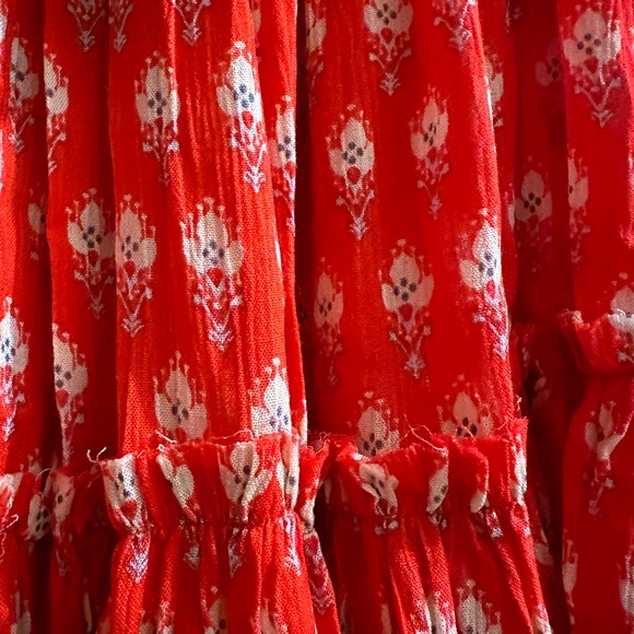 NWT Free People- S unique strapless red flowy dress - Picture 6 of 7